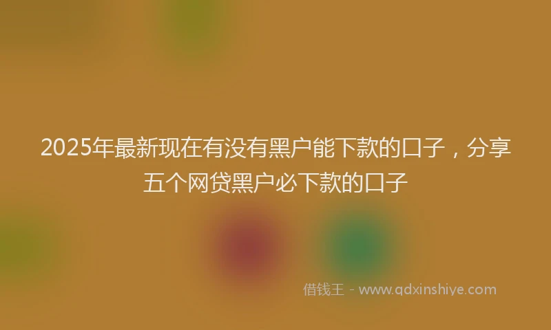 2025年最新现在有没有黑户能下款的口子，分享五个网贷黑户必下款的口子