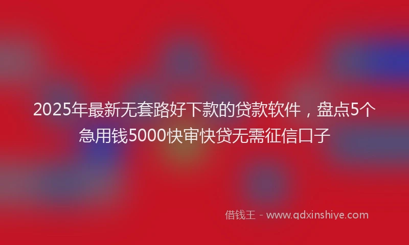 2025年最新无套路好下款的贷款软件，盘点5个急用钱5000快审快贷无需征信口子