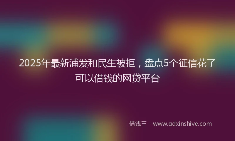 2025年最新浦发和民生被拒，盘点5个征信花了可以借钱的网贷平台