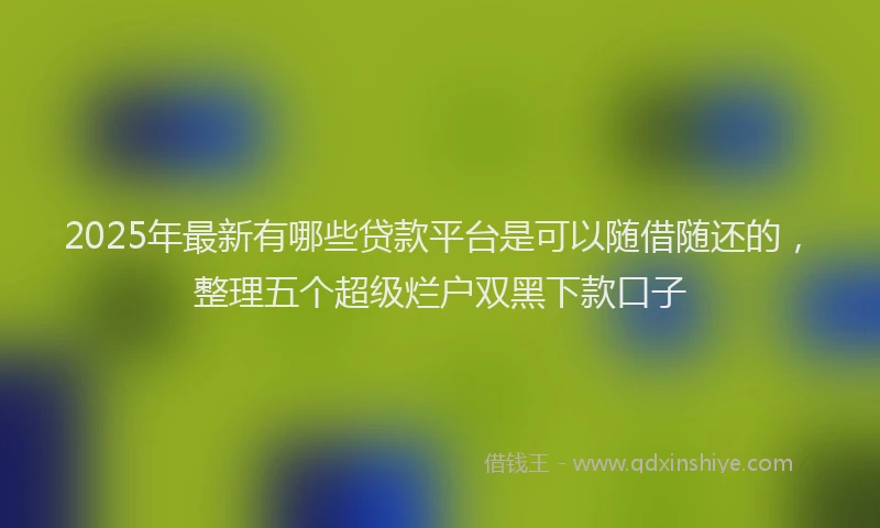 2025年最新有哪些贷款平台是可以随借随还的，整理五个超级烂户双黑下款口子