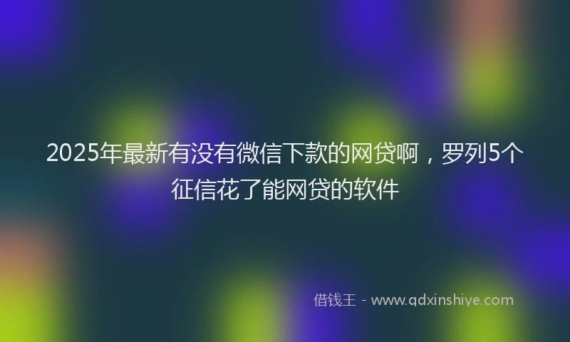 2025年最新有没有微信下款的网贷啊，罗列5个征信花了能网贷的软件