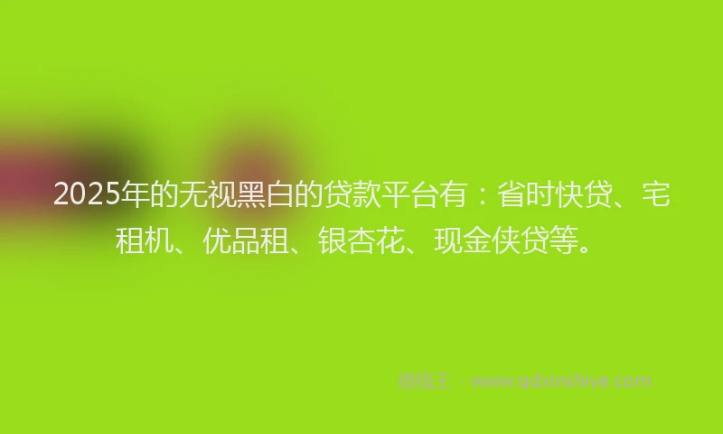 2025年的无视黑白的贷款平台有：省时快贷、宅租机、优品租、银杏花、现金侠贷等。
