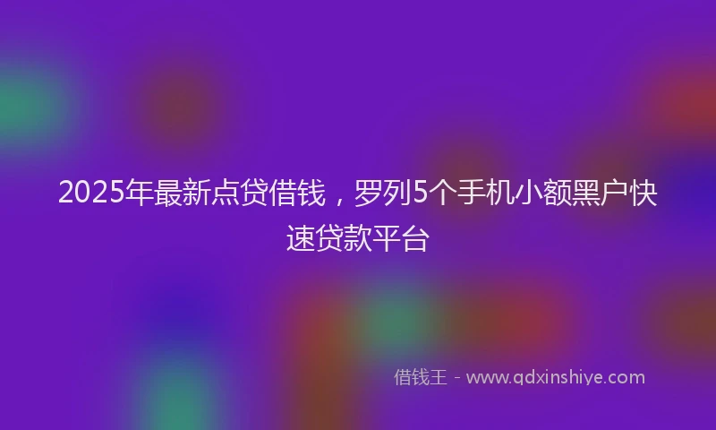 2025年最新点贷借钱，罗列5个手机小额黑户快速贷款平台