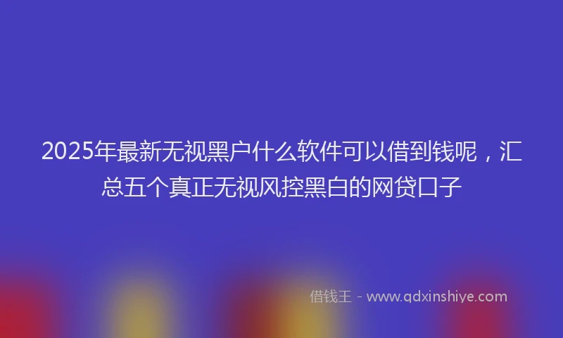2025年最新无视黑户什么软件可以借到钱呢，汇总五个真正无视风控黑白的网贷口子