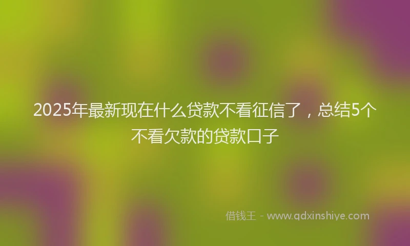 2025年最新现在什么贷款不看征信了，总结5个不看欠款的贷款口子