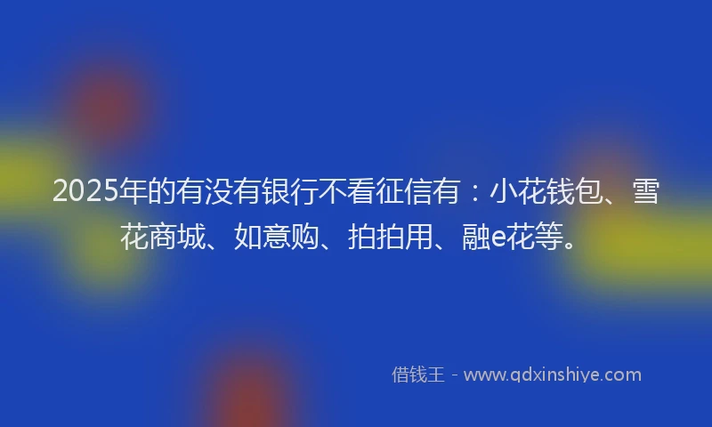 2025年的有没有银行不看征信有：小花钱包、雪花商城、如意购、拍拍用、融e花等。