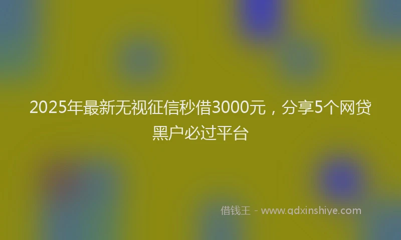 2025年最新无视征信秒借3000元，分享5个网贷黑户必过平台