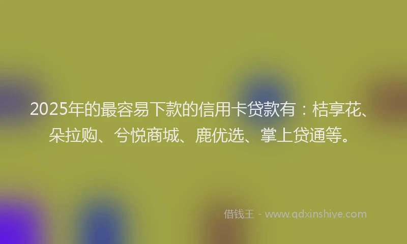 2025年的最容易下款的信用卡贷款有：桔享花、朵拉购、兮悦商城、鹿优选、掌上贷通等。