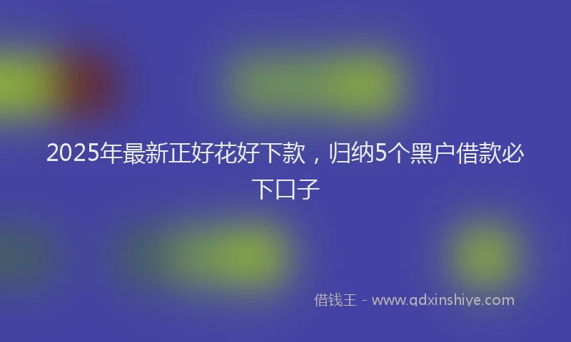 2025年最新正好花好下款，归纳5个黑户借款必下口子