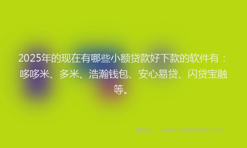 2025年的现在有哪些小额贷款好下款的软件有：哆哆米、多米、浩瀚钱包、安心易贷、闪贷宝融等。