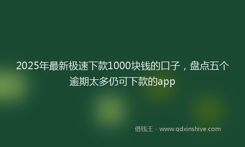 2025年最新极速下款1000块钱的口子，盘点五个逾期太多仍可下款的app