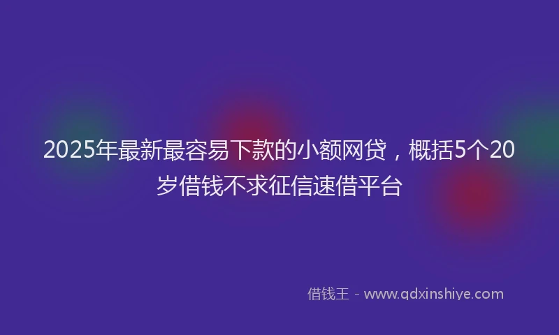 2025年最新最容易下款的小额网贷，概括5个20岁借钱不求征信速借平台