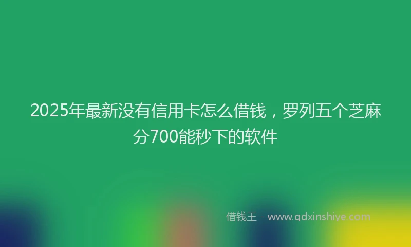 2025年最新没有信用卡怎么借钱，罗列五个芝麻分700能秒下的软件