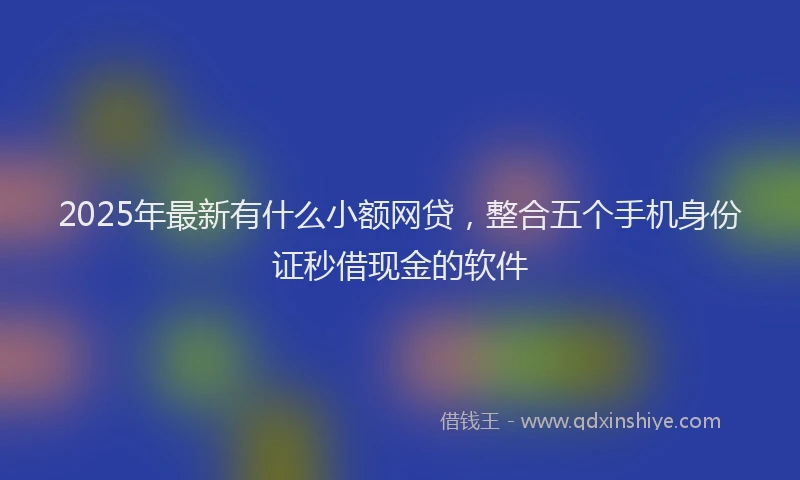 2025年最新有什么小额网贷，整合五个手机身份证秒借现金的软件