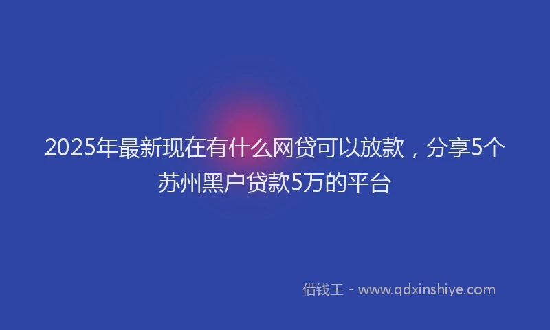 2025年最新现在有什么网贷可以放款，分享5个苏州黑户贷款5万的平台