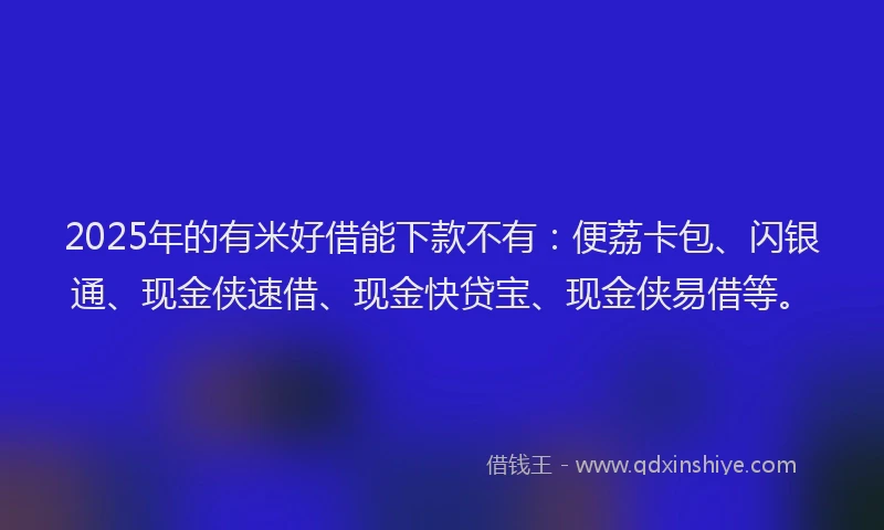 2025年的有米好借能下款不有：便荔卡包、闪银通、现金侠速借、现金快贷宝、现金侠易借等。