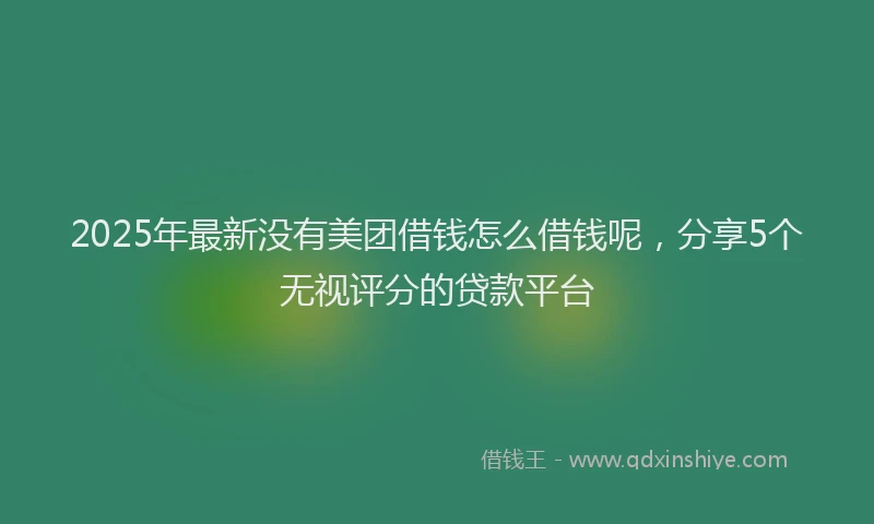 2025年最新没有美团借钱怎么借钱呢，分享5个无视评分的贷款平台