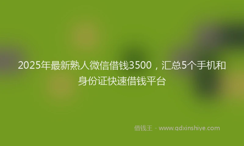 2025年最新熟人微信借钱3500，汇总5个手机和身份证快速借钱平台