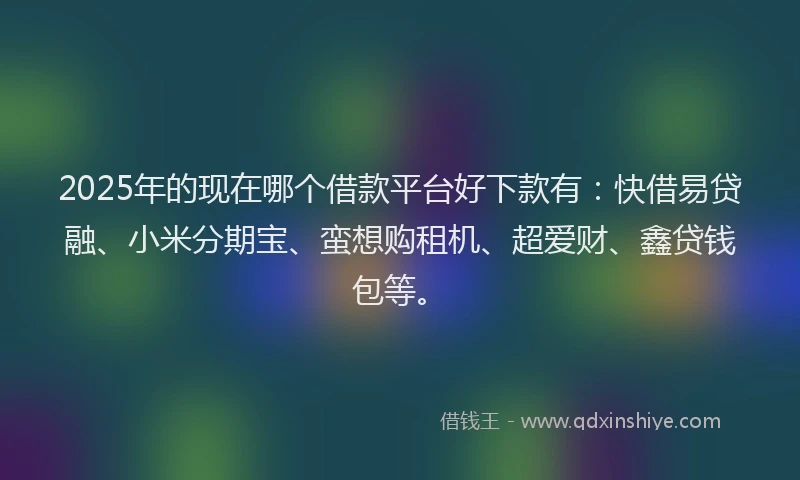 2025年的现在哪个借款平台好下款有：快借易贷融、小米分期宝、蛮想购租机、超爱财、鑫贷钱包等。