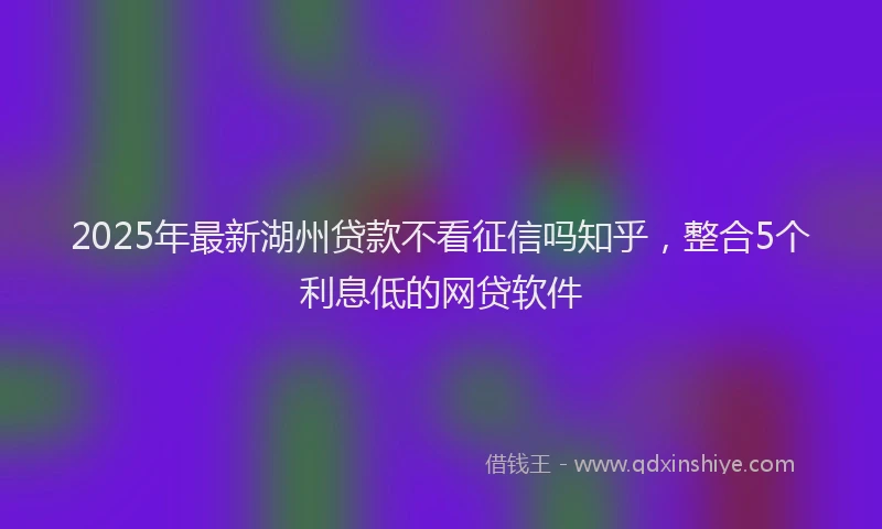 2025年最新湖州贷款不看征信吗知乎，整合5个利息低的网贷软件