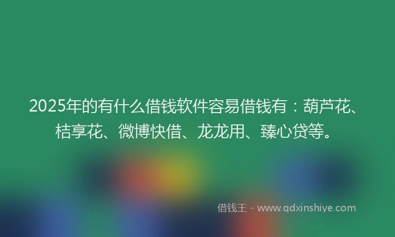 2025年的有什么借钱软件容易借钱有：葫芦花、桔享花、微博快借、龙龙用、臻心贷等。