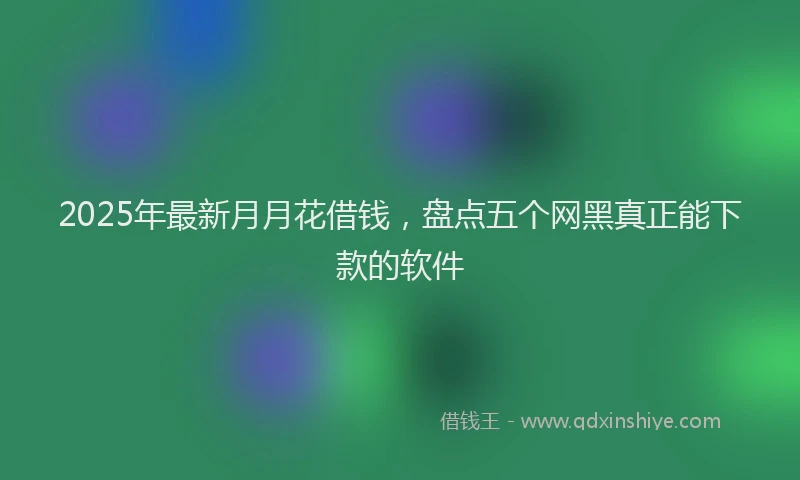 2025年最新月月花借钱，盘点五个网黑真正能下款的软件