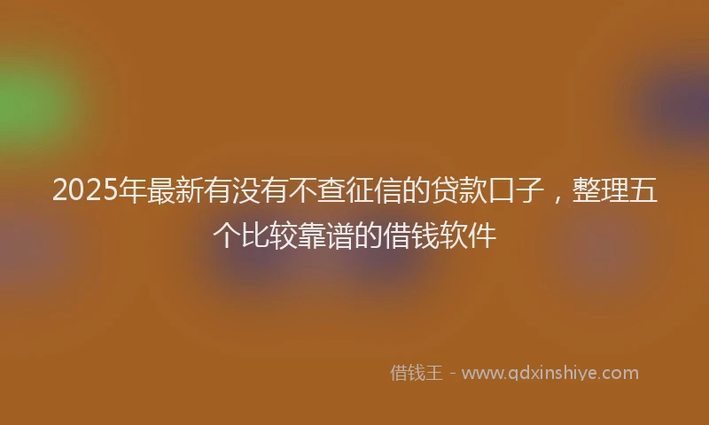 2025年最新有没有不查征信的贷款口子，整理五个比较靠谱的借钱软件