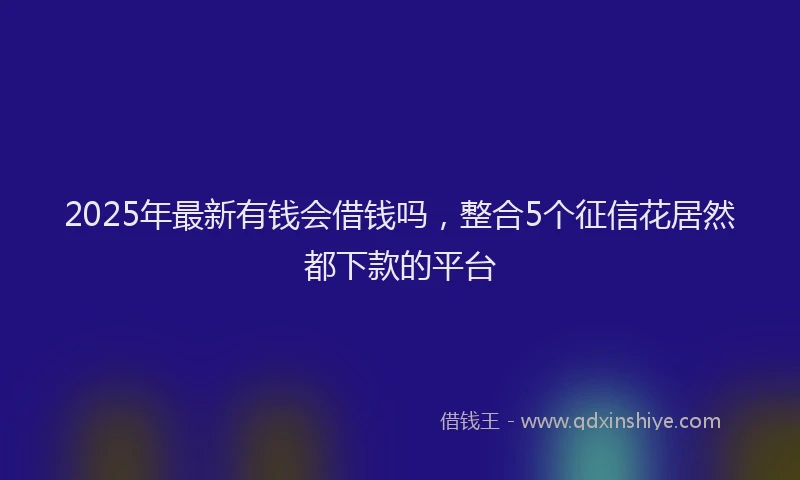 2025年最新有钱会借钱吗，整合5个征信花居然都下款的平台