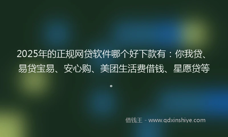 2025年的正规网贷软件哪个好下款有：你我贷、易贷宝易、安心购、美团生活费借钱、星愿贷等。
