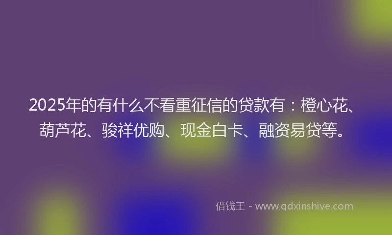 2025年的有什么不看重征信的贷款有：橙心花、葫芦花、骏祥优购、现金白卡、融资易贷等。