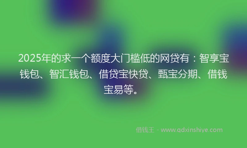 2025年的求一个额度大门槛低的网贷有：智享宝钱包、智汇钱包、借贷宝快贷、甄宝分期、借钱宝易等。