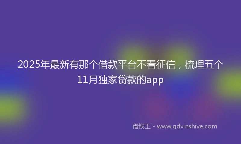 2025年最新有那个借款平台不看征信，梳理五个11月独家贷款的app