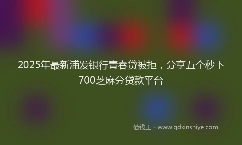 2025年最新浦发银行青春贷被拒，分享五个秒下700芝麻分贷款平台