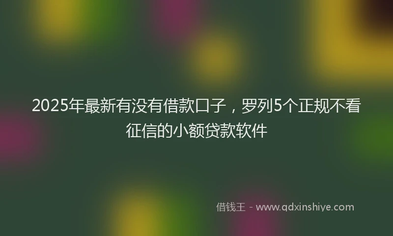 2025年最新有没有借款口子，罗列5个正规不看征信的小额贷款软件