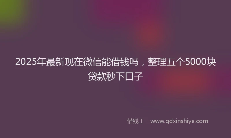 2025年最新现在微信能借钱吗，整理五个5000块贷款秒下口子