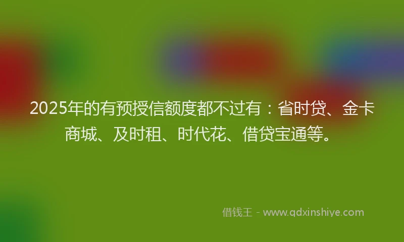 2025年的有预授信额度都不过有：省时贷、金卡商城、及时租、时代花、借贷宝通等。