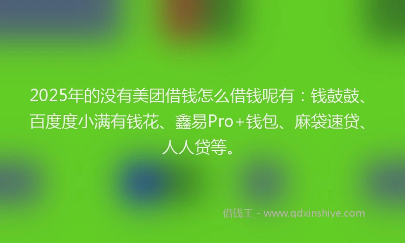 2025年的没有美团借钱怎么借钱呢有：钱鼓鼓、百度度小满有钱花、鑫易Pro+钱包、麻袋速贷、人人贷等。