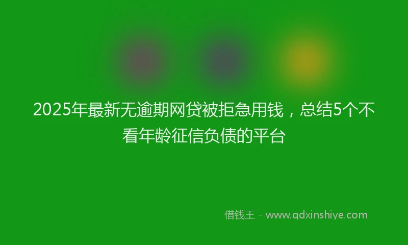 2025年最新无逾期网贷被拒急用钱，总结5个不看年龄征信负债的平台