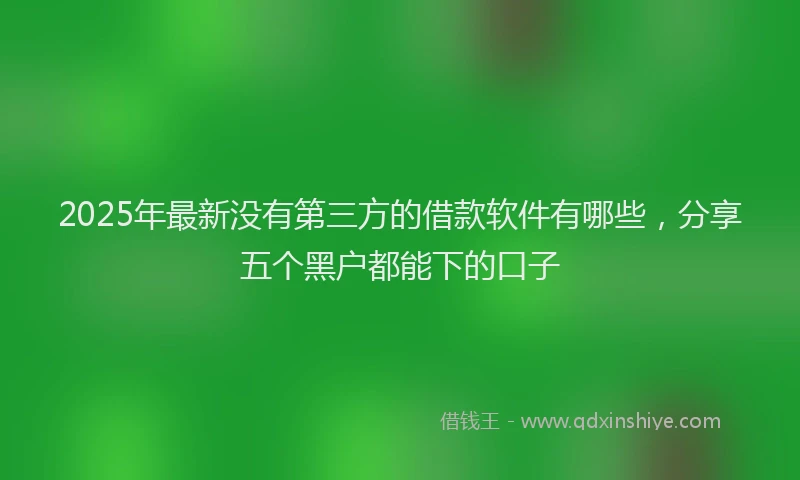 2025年最新没有第三方的借款软件有哪些，分享五个黑户都能下的口子