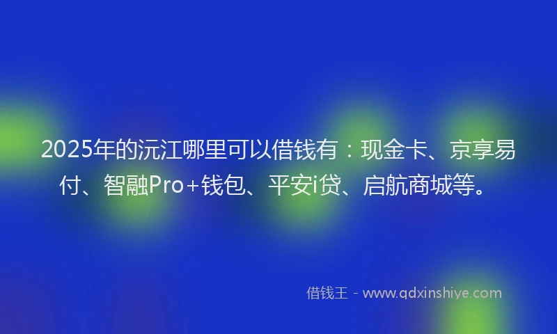 2025年的沅江哪里可以借钱有：现金卡、京享易付、智融Pro+钱包、平安i贷、启航商城等。