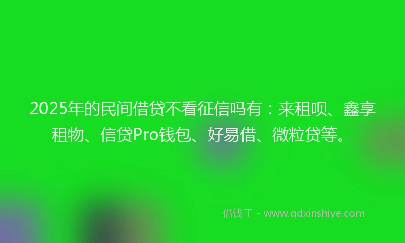 2025年的民间借贷不看征信吗有：来租呗、鑫享租物、信贷Pro钱包、好易借、微粒贷等。