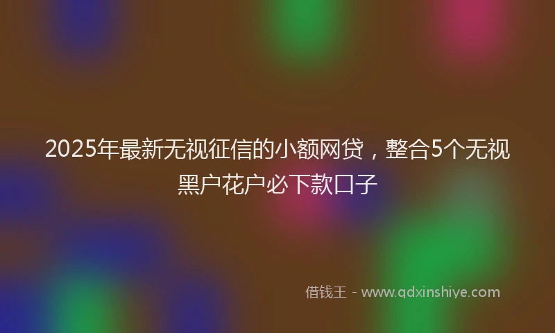 2025年最新无视征信的小额网贷，整合5个无视黑户花户必下款口子