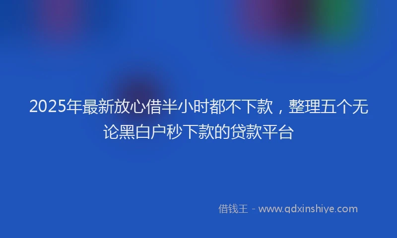 2025年最新放心借半小时都不下款，整理五个无论黑白户秒下款的贷款平台