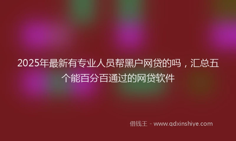 2025年最新有专业人员帮黑户网贷的吗，汇总五个能百分百通过的网贷软件