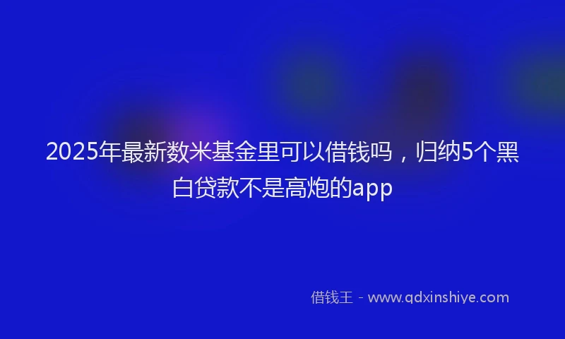 2025年最新数米基金里可以借钱吗，归纳5个黑白贷款不是高炮的app