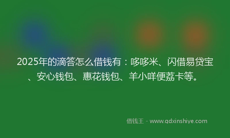 2025年的滴答怎么借钱有：哆哆米、闪借易贷宝、安心钱包、惠花钱包、羊小咩便荔卡等。