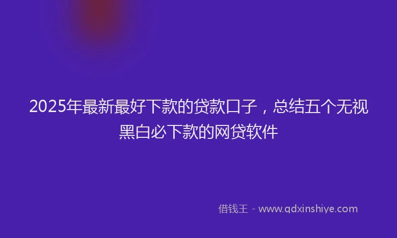 2025年最新最好下款的贷款口子，总结五个无视黑白必下款的网贷软件