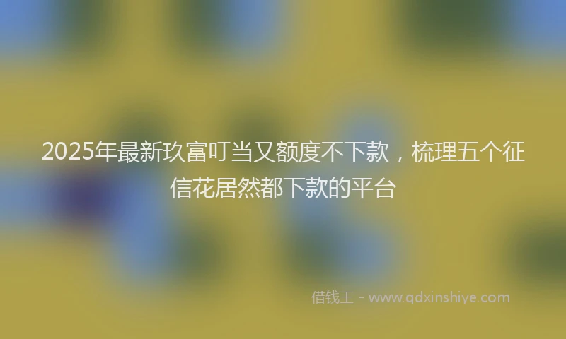 2025年最新玖富叮当又额度不下款，梳理五个征信花居然都下款的平台