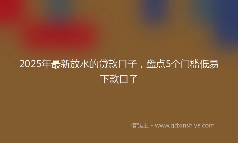 2025年最新放水的贷款口子，盘点5个门槛低易下款口子
