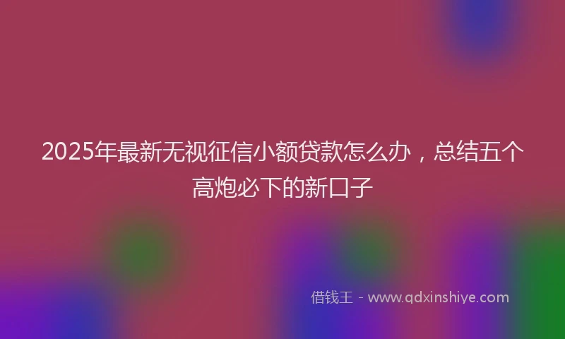 2025年最新无视征信小额贷款怎么办，总结五个高炮必下的新口子